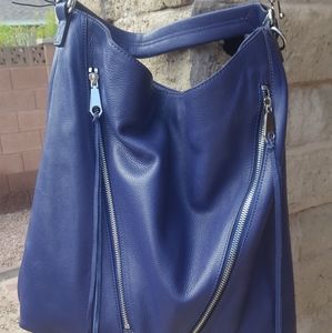 Rebecca Minkoff Moto Leather Zippered Hobo in navy